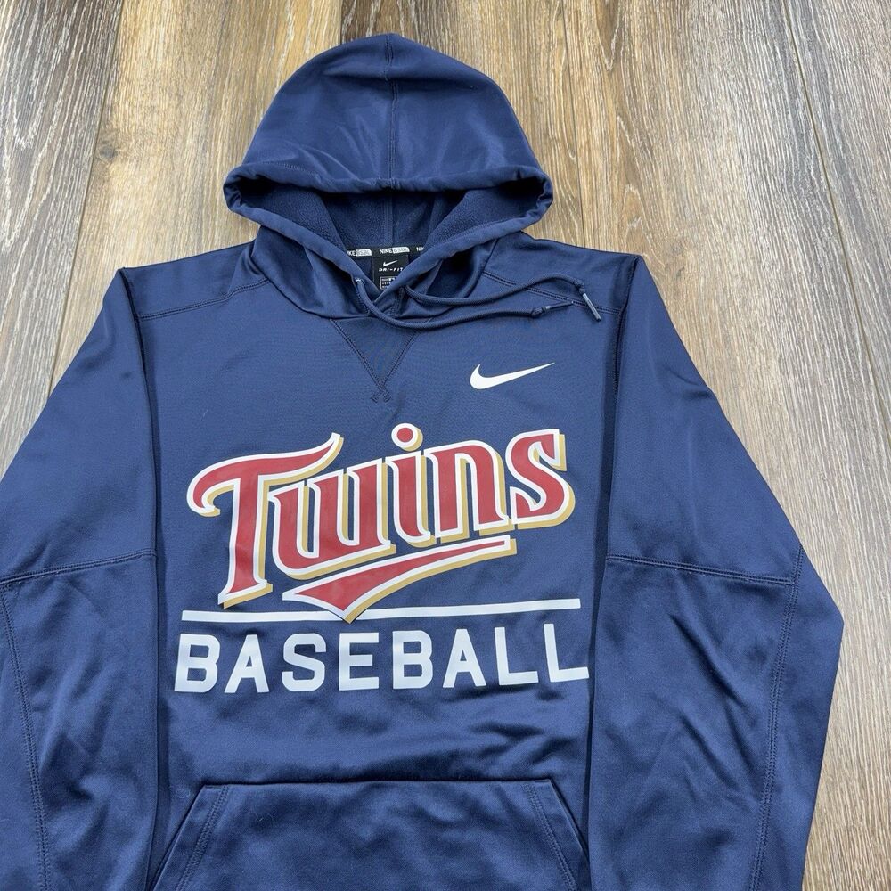 Nike Minnesota Twins Hoodie Mens S Blue Sweatshirt MLB Baseball Swoosh Dri-Fit